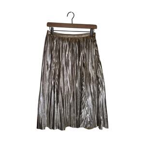 MAEVE ANTHROPOLOGIE metallic gold ambra pleated a line holiday party skirt 00p